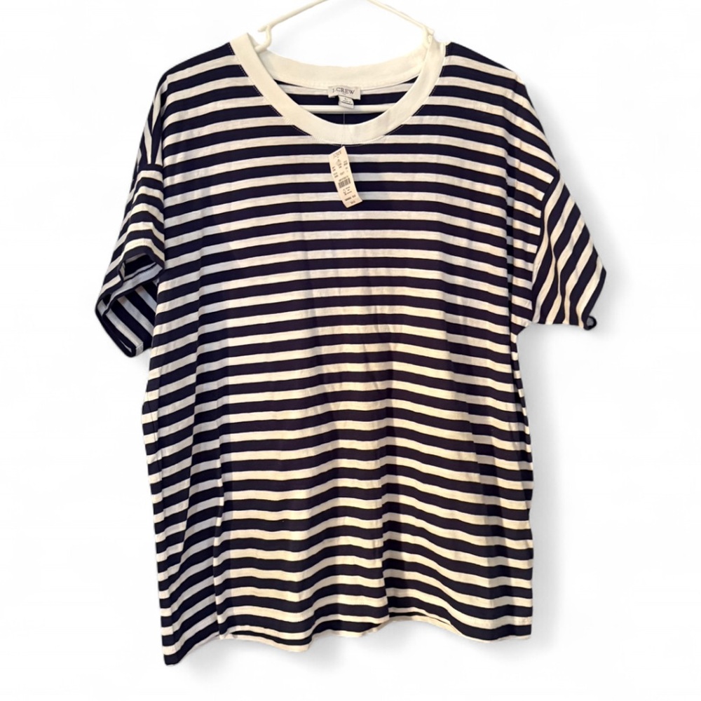 NWT J. Crew Navy and White Striped T-Shirt